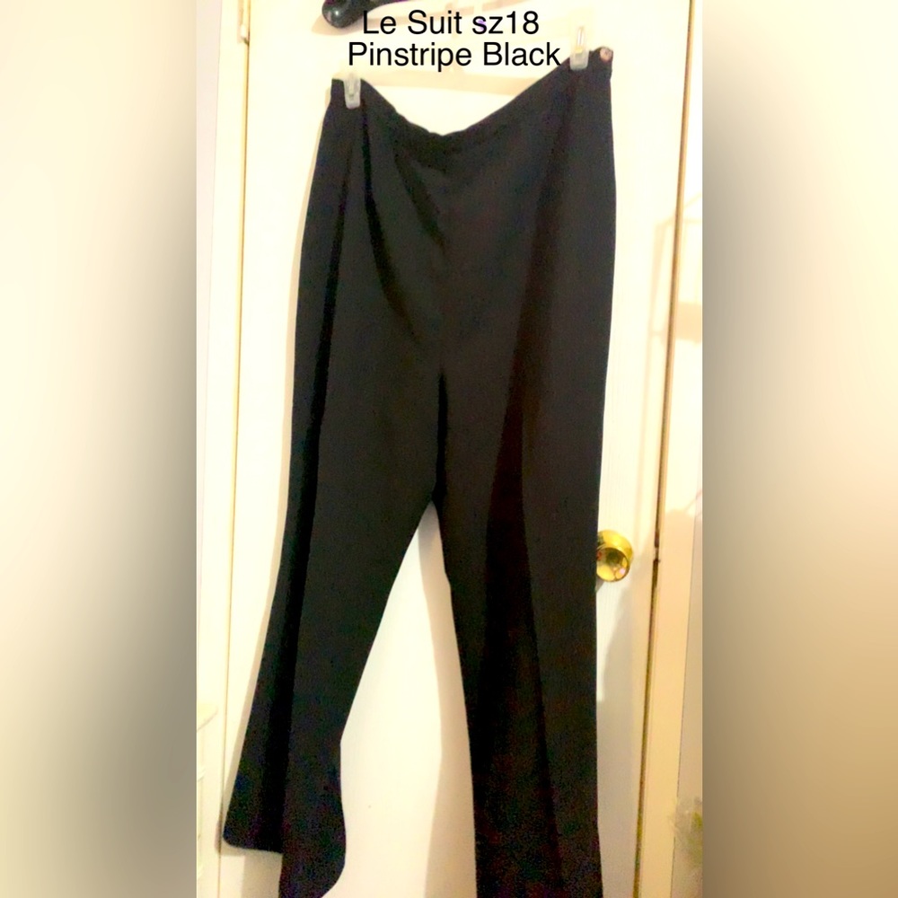Black pinstripe pants.